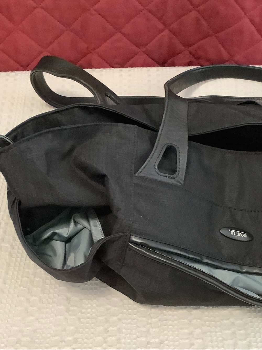 Tumi Black Nylon Tote with Leather Handles - Picture 8 of 13